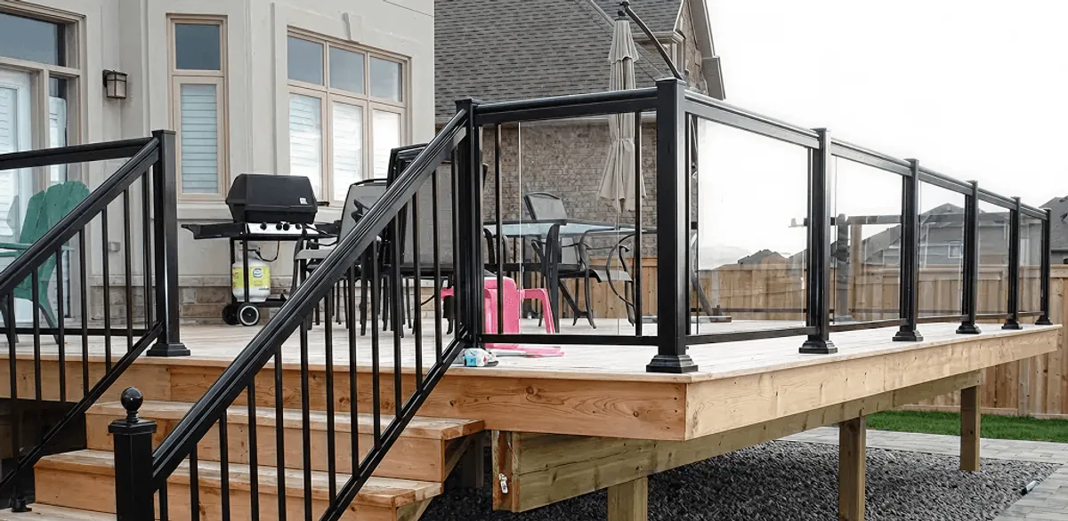 Handrail installation on a deck staircase for safety and code compliance in Lakeland, FL